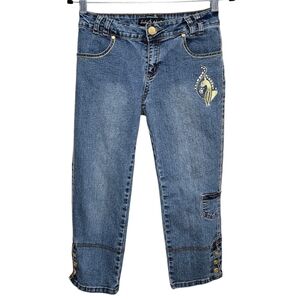 Baby Phat Girlz Blue Cropped Jeans with Embroidery